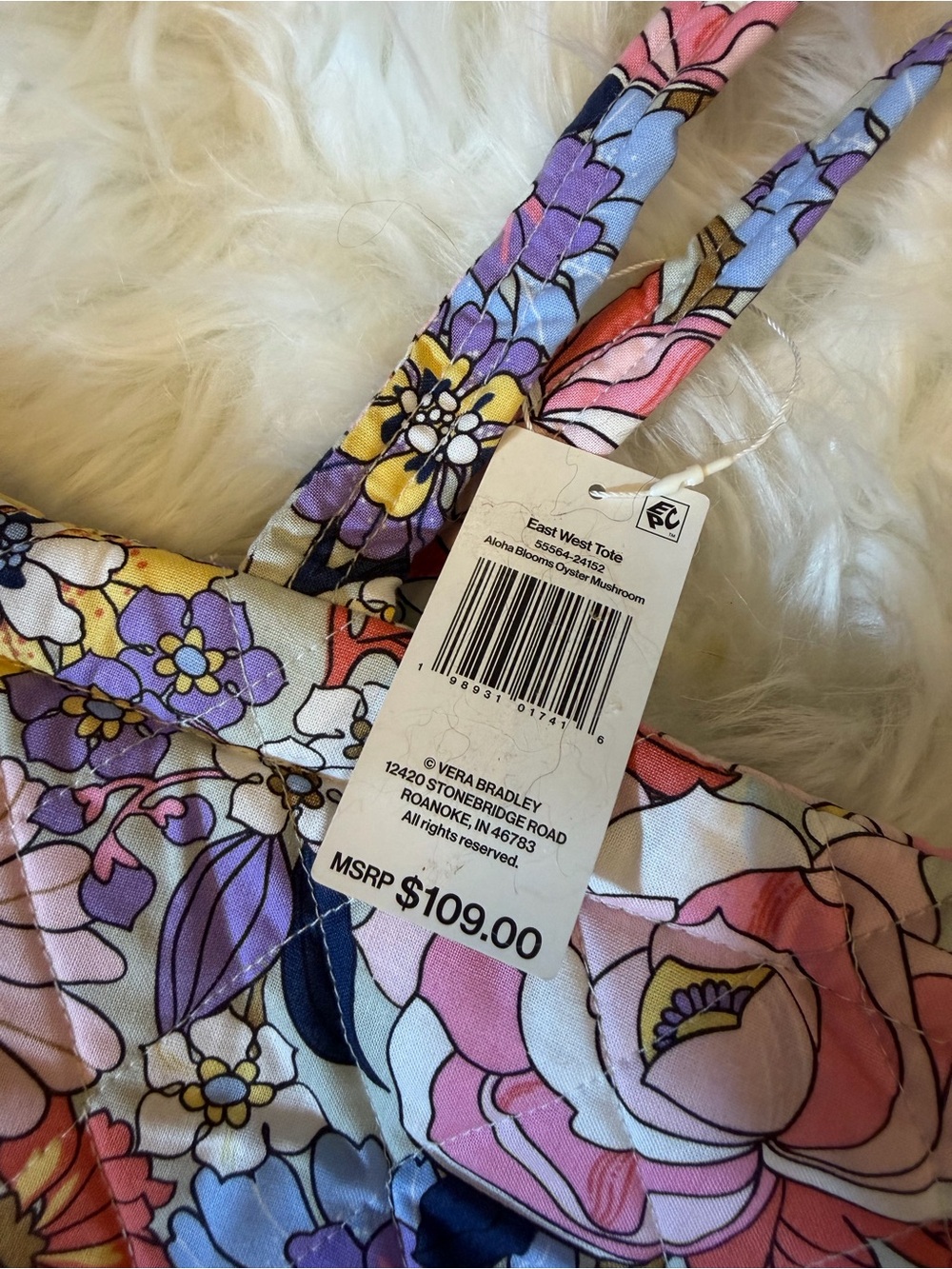 Vera Bradley Quilted Floral Tote in Pink, Purple, Yellow and Blue - Picture 3 of 4